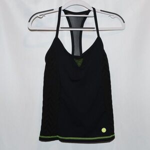 NWT Trina Turk Recreation Black & Lime Green Racerback Top Size XS